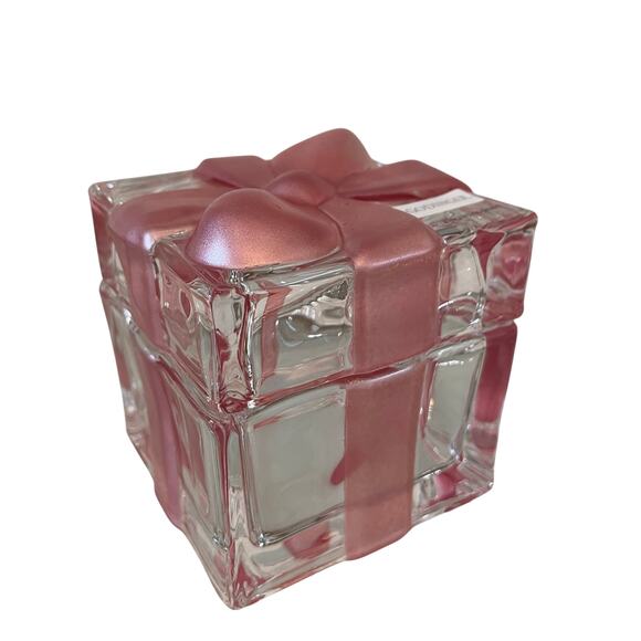 Godinger Crystal Gift Box with Pink Bow Christmas Present Trinket Box - Picture 9 of 16